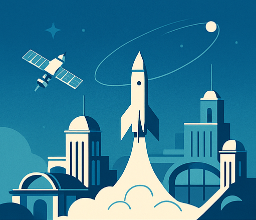 Retro-futuristic space illustration