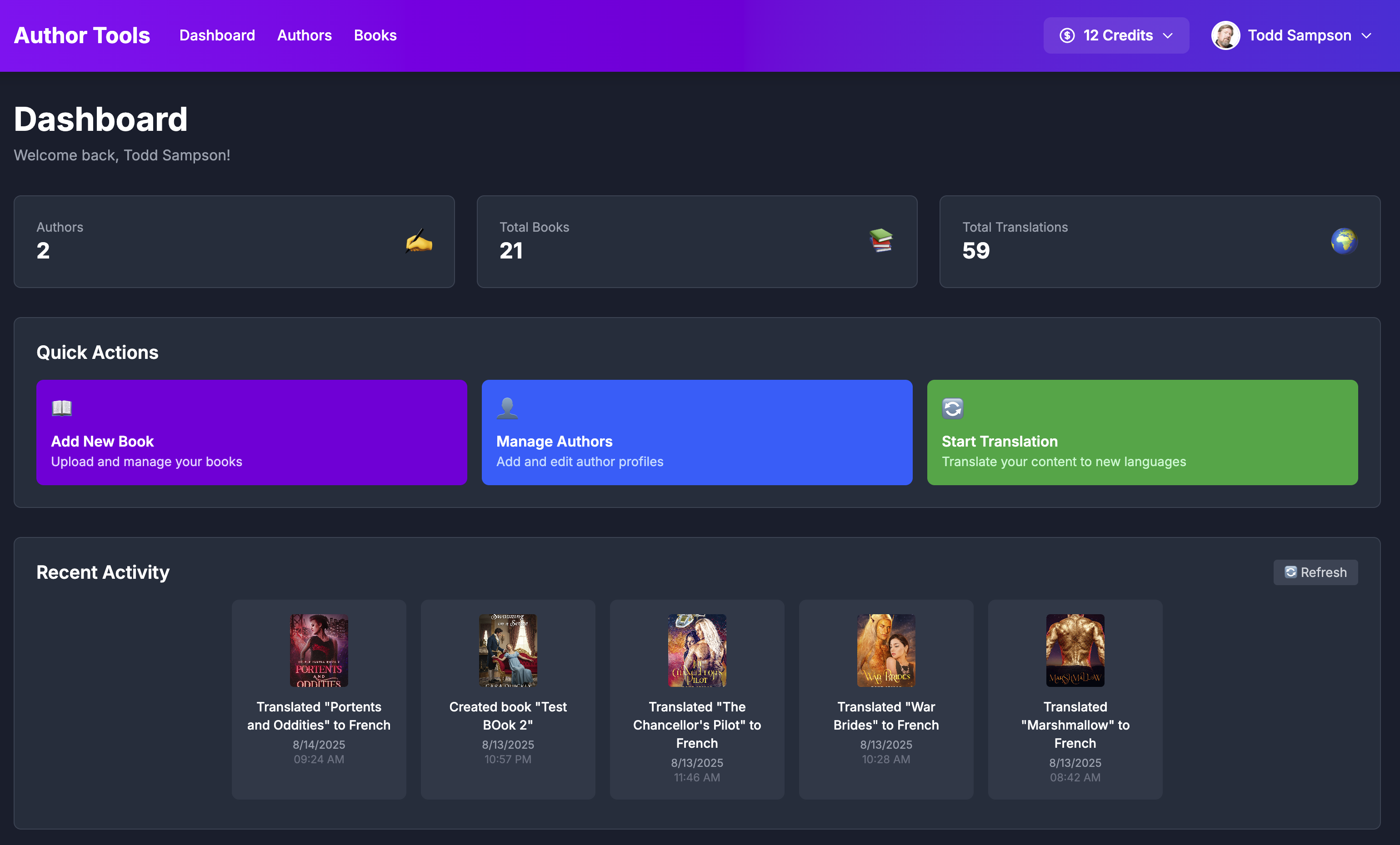 Translations Of Tomorrow Dashboard